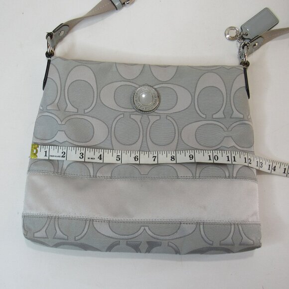 Coach Crossbody/Shoulder Bag Signature Stripe File Coated Gray/Pink Lining - Picture 6 of 9